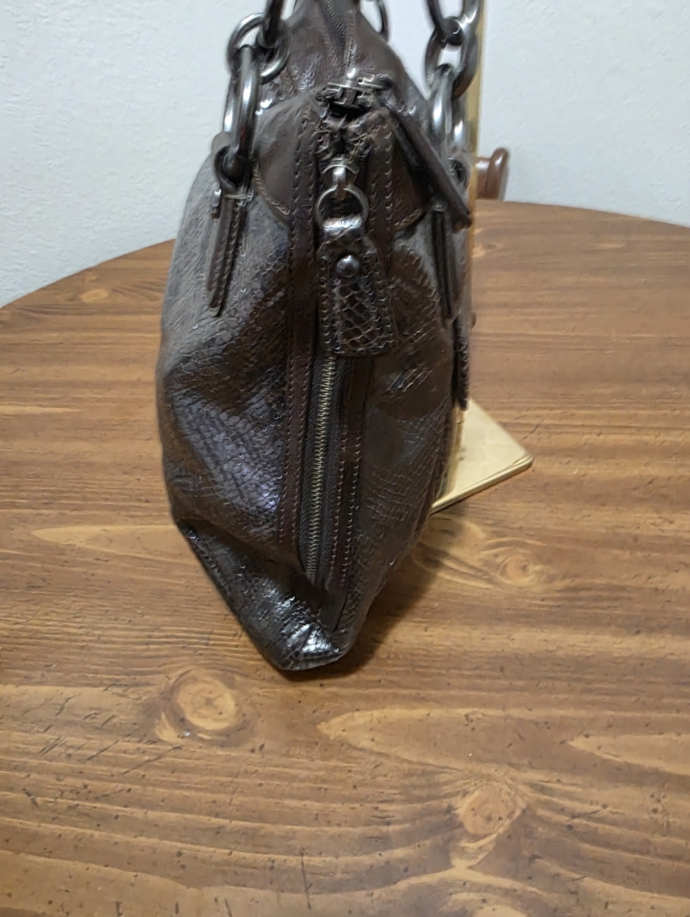 Coach Kristin ,black Python With Gunmetsl Hardware - Picture 6 of 16